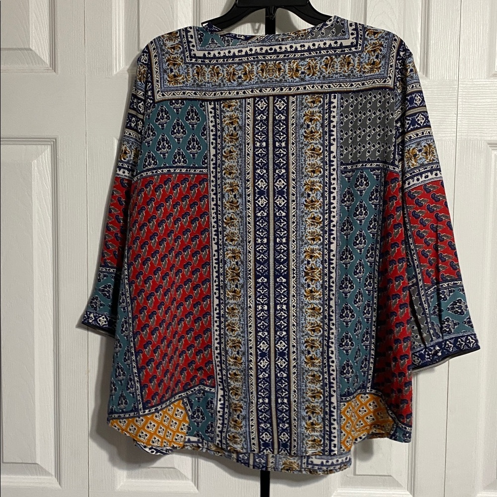 Blair Boho smock style patchwork lace trim multicolor top size XL - Picture 10 of 14
